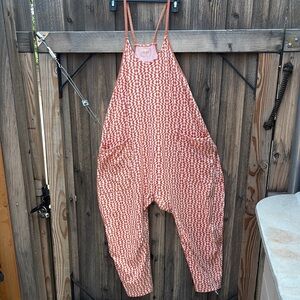 FP Movement orange and cream Hot Shot Jumpsuit Relaxed Fit